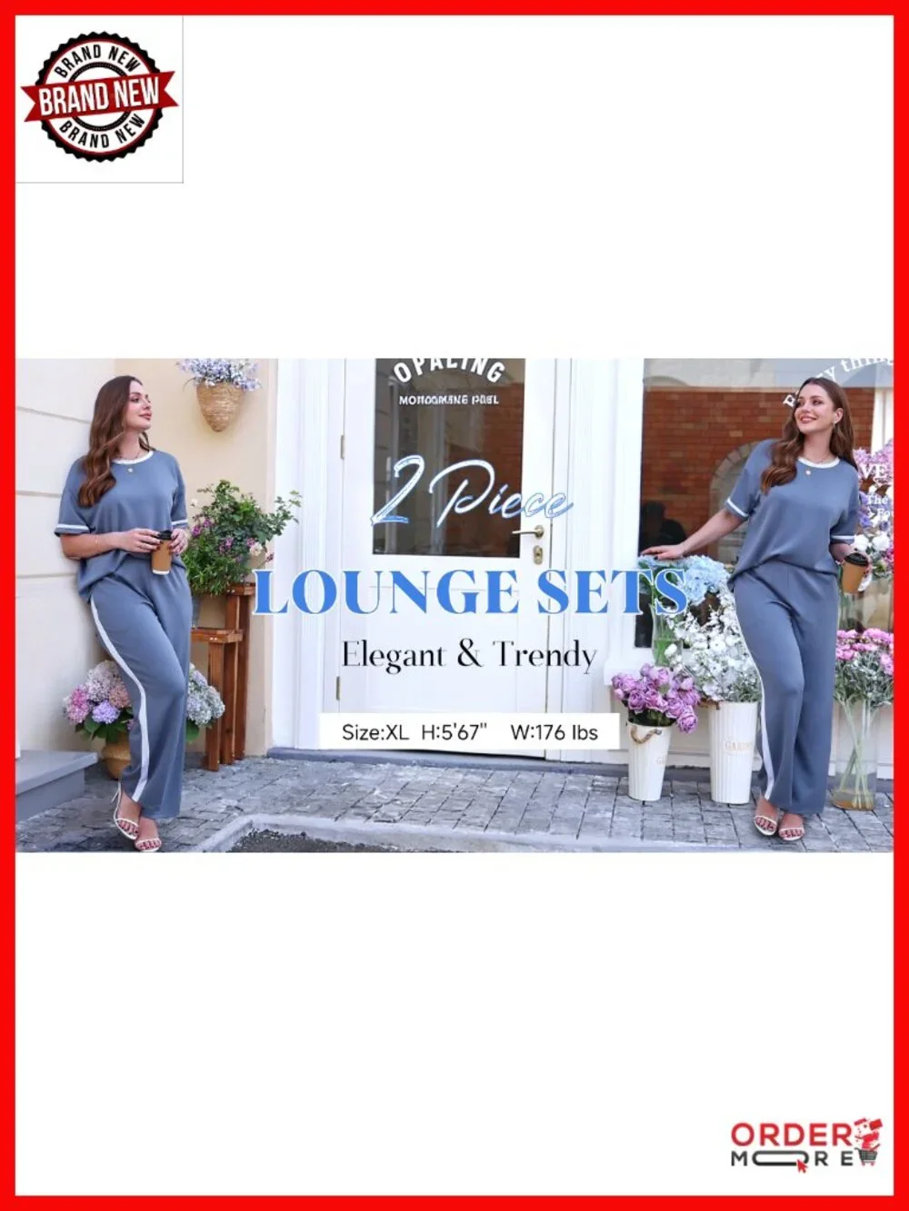 2 Piece Matching Set Lounge Set Wide Leg Pants with Pockets Short Sleeve Top